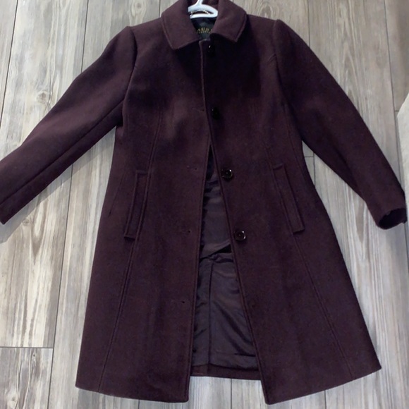 Wine/ maroon wool coat . Size 2 - Picture 2 of 5